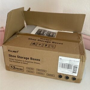 Kuject 12-pack organizer, clear,size 11-space saving design shoe storage new
